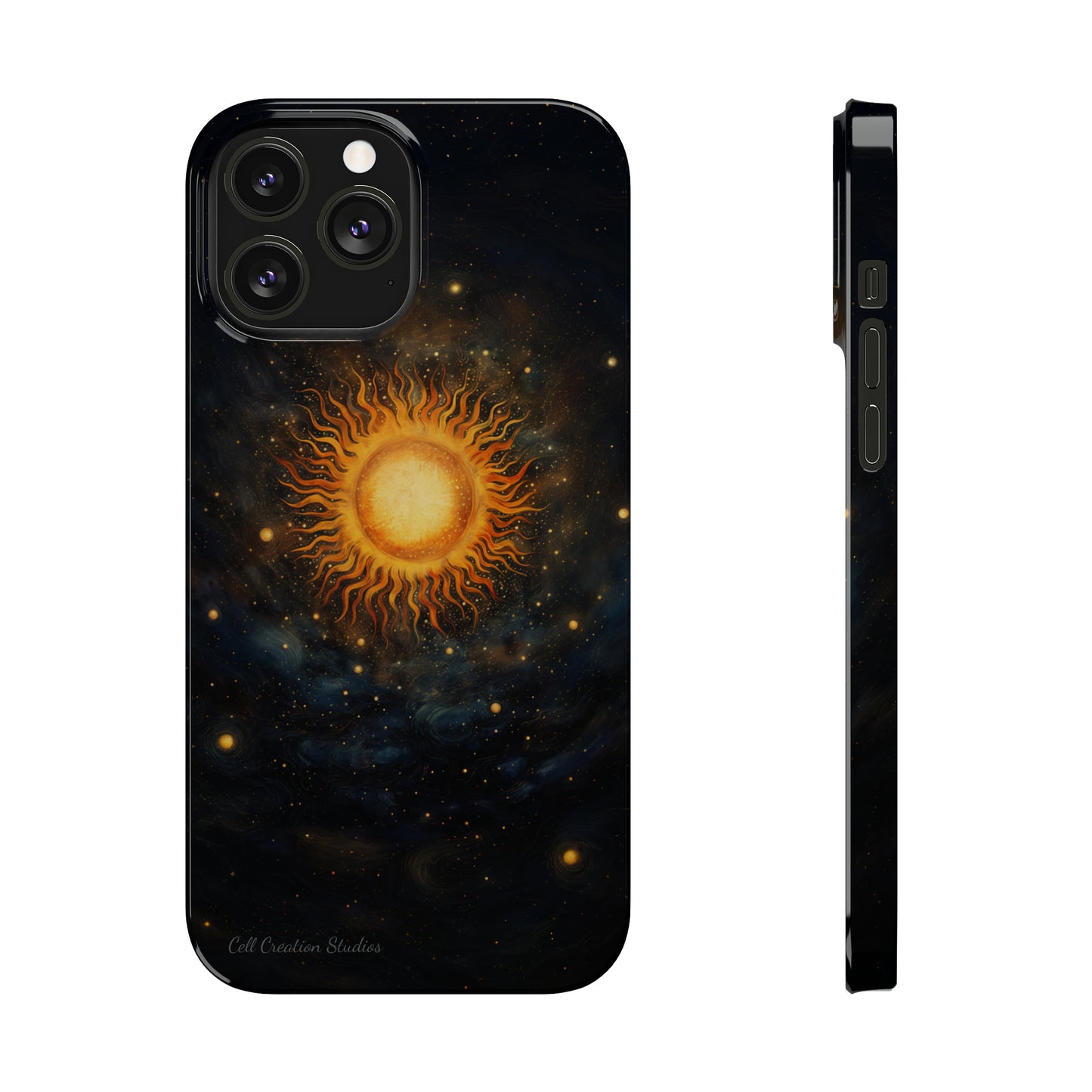 Introducing the "Celestial Sun and Stars" Cell Phone Case – Carry the Cosmos with You -Slim Phone Cases