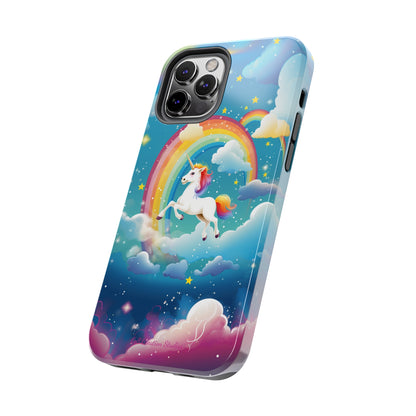 Introducing the "Rainbow Soar" Cell Phone Case – Embark on a Whimsical Journey with a Flying Unicorn -Tough Phone Cases