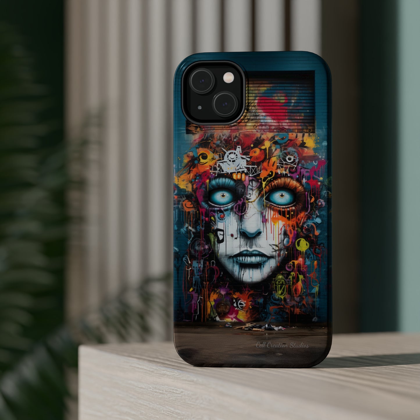 Elevate Your Style with our "Graffiti Face Concrete Wall" Phone Case -MagSafe Tough Cases