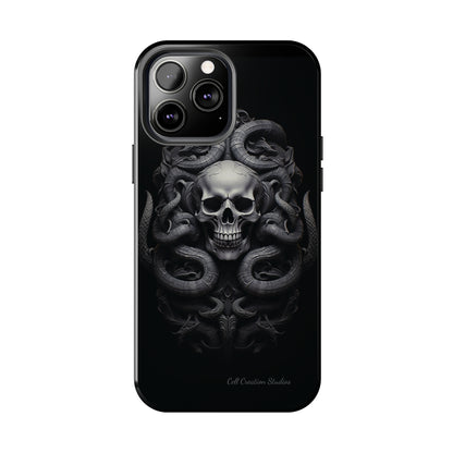 Introducing the "Monochrome Skull and Snakes" Cell Phone Case – A Bold Statement -Tough Phone Cases