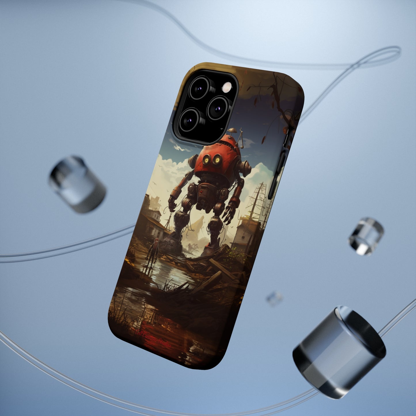 Introducing the "Urban Encounter" Cell Phone Case – Witness the Epic Convergence of Man and Giant Robot -MagSafe Tough Cases