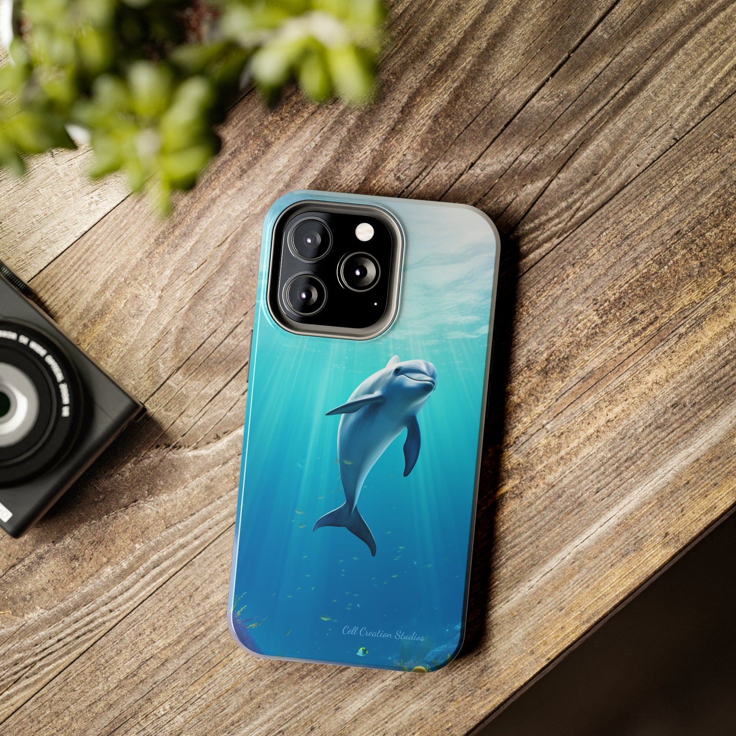 Introducing the "Dolphin Serenity" Cell Phone Case – Dive into Tranquility with a Graceful Dolphin -Tough Phone Cases