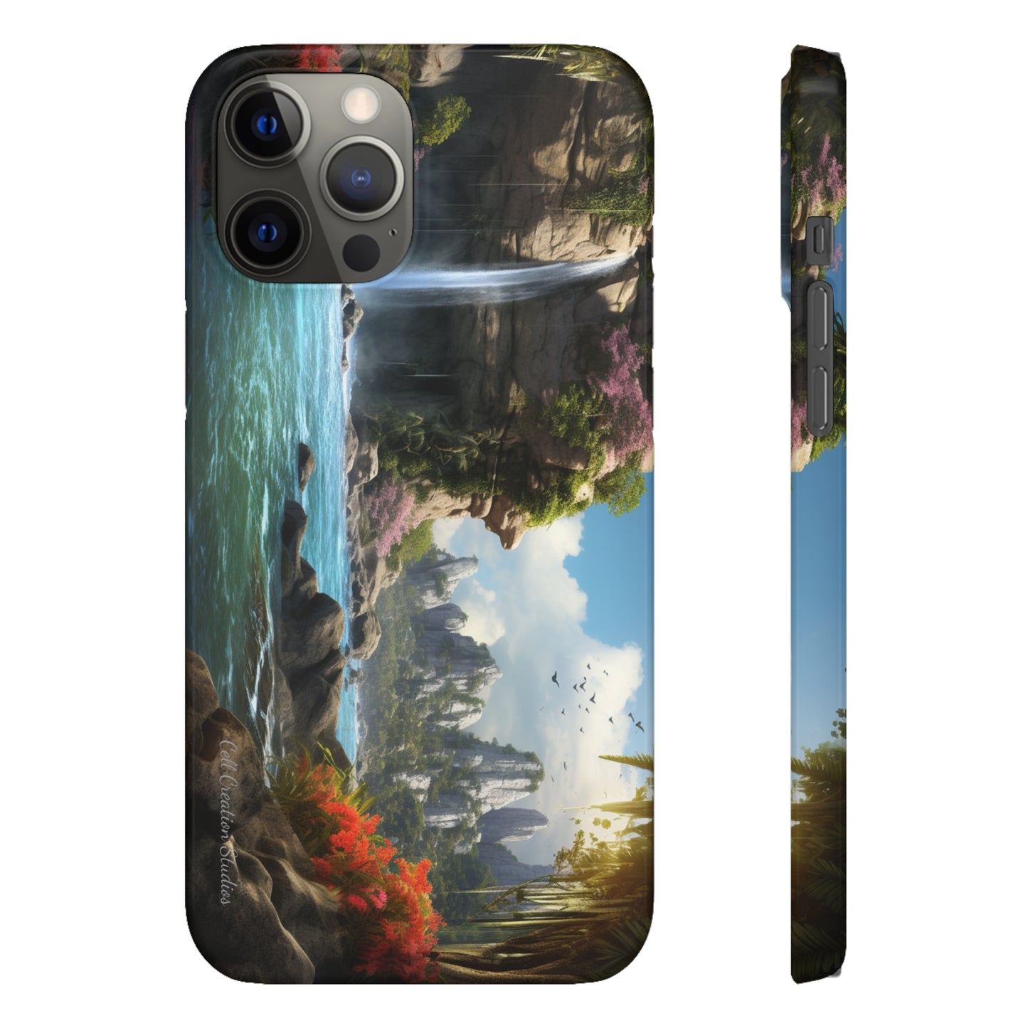 Introducing the "Nature's Cascade" Cell Phone Case – Capture Majestic Beauty with Rock Cliffs and Waterfall! -Snap Cases