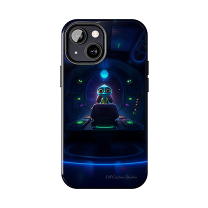 The "Galactic Buddy" Blue Alien Spaceship Phone Case -Tough Phone Cases