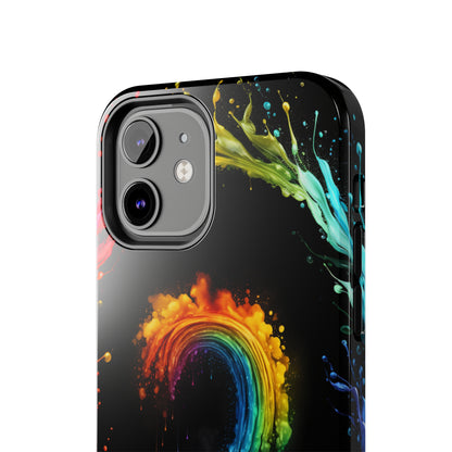 "Vibrant Swirls Painted on Black" Cell Phone Case -Tough Phone Cases