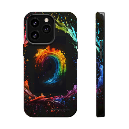 "Vibrant Swirls Painted on Black" Cell Phone Case -MagSafe Tough Cases