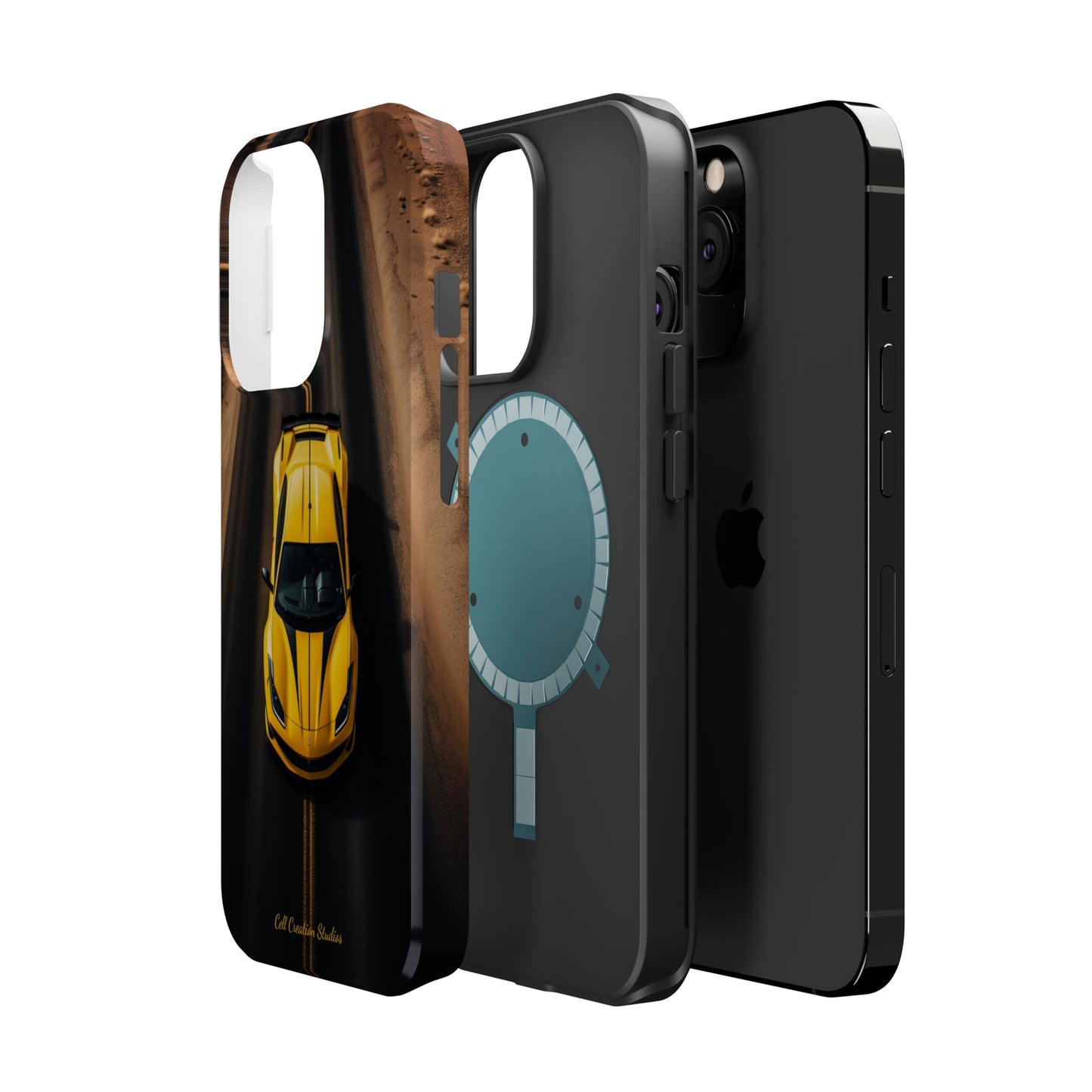 Introducing the "Desert Speedster" Cell Phone Case – Feel the Thrill of a Ferrari Racing through the Desert! -MagSafe Tough Cases