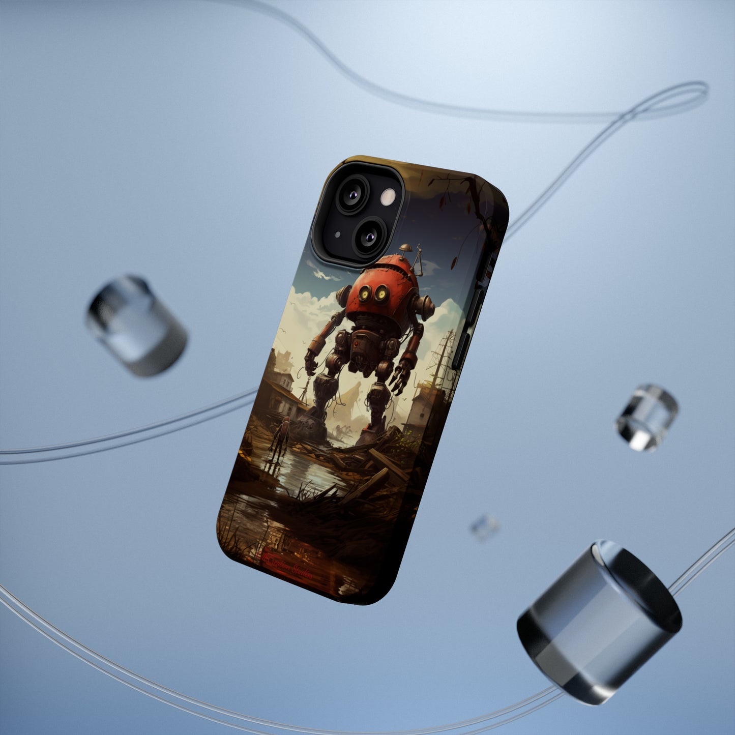 Introducing the "Urban Encounter" Cell Phone Case – Witness the Epic Convergence of Man and Giant Robot -MagSafe Tough Cases