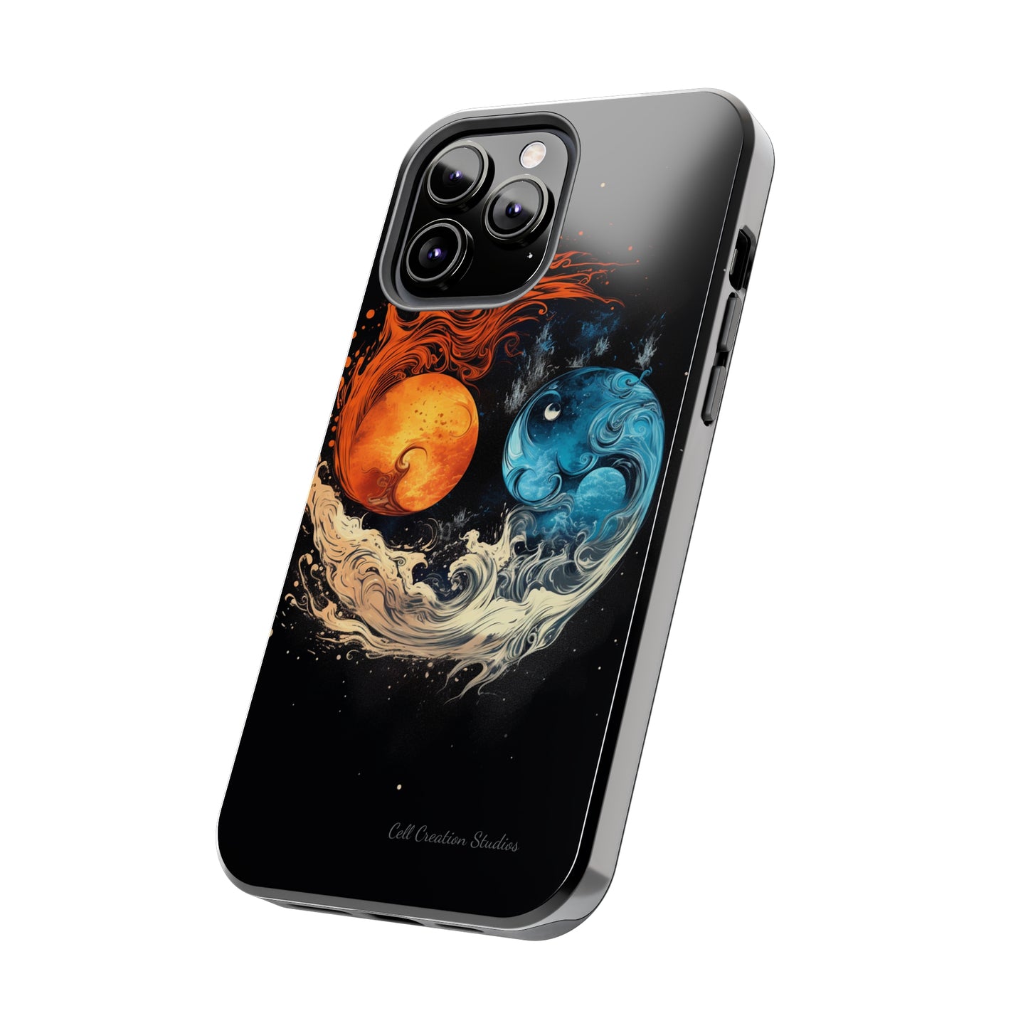 "Harmony in Contrast: Orange and Blue Yin and Yang Phone Case" -Tough Phone Cases