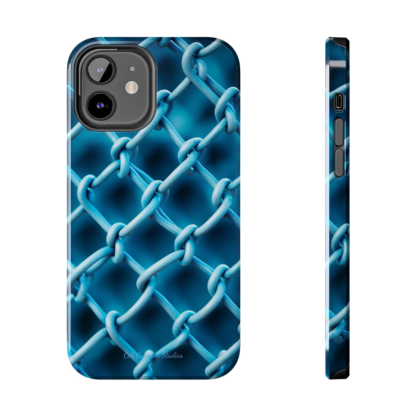 Introducing the "Elegant Chainlink" Cell Phone Case – Embrace Contemporary Style with Blue Chain Link Design -Tough Phone Cases