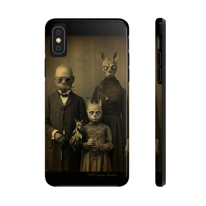 Introducing the "Vintage Odd Creatures" Cell Phone Case – Step into the Eerie Charm of a Haunting Family Portrait -Tough Phone Cases