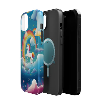 Introducing the "Rainbow Soar" Cell Phone Case – Embark on a Whimsical Journey with a Flying Unicorn -MagSafe Tough Cases