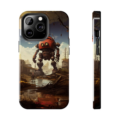 Introducing the "Urban Encounter" Cell Phone Case – Witness the Epic Convergence of Man and Giant Robot -Tough Phone Cases