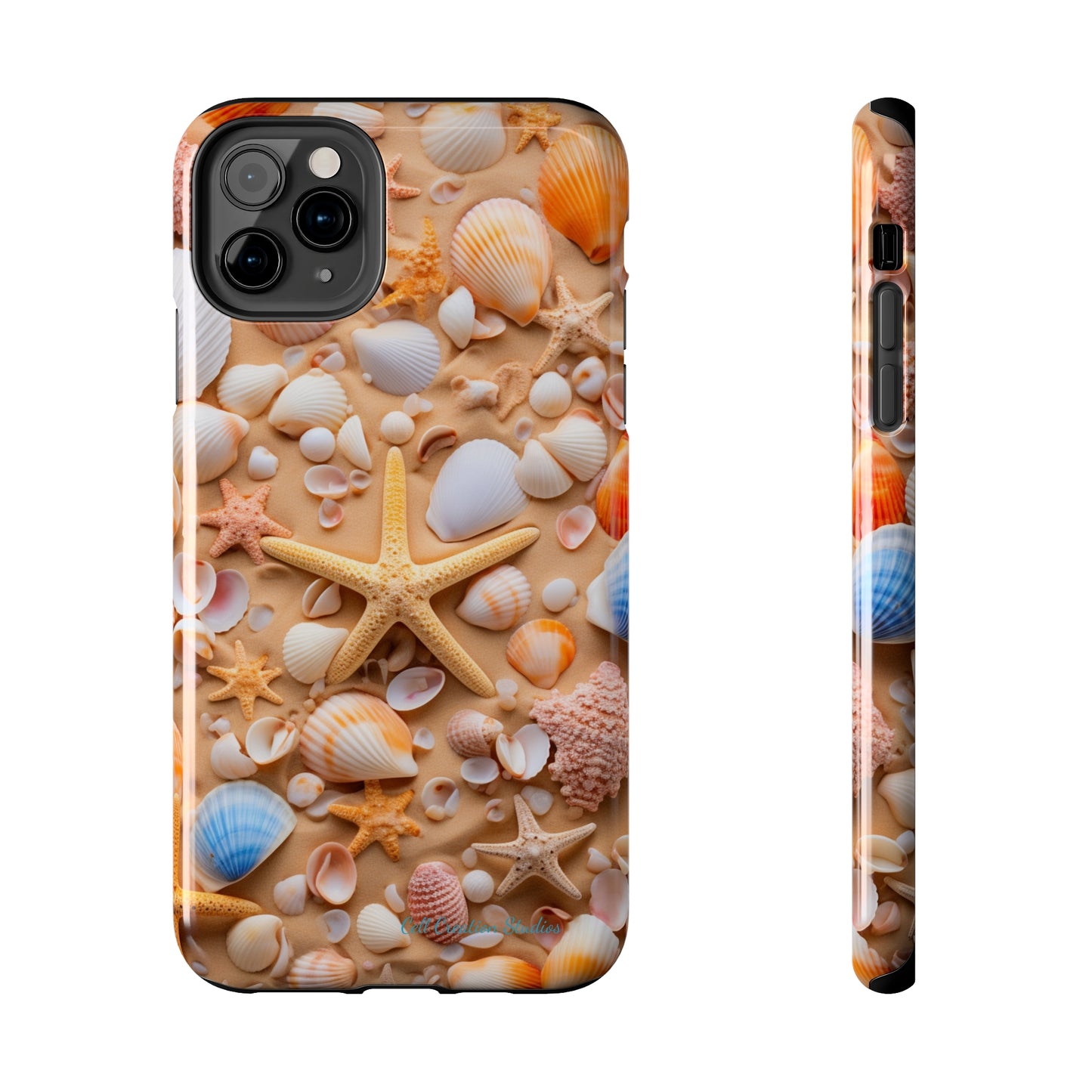 "Seaside Serenity Phone Case: Starfish and Seashells" -Tough Phone Cases