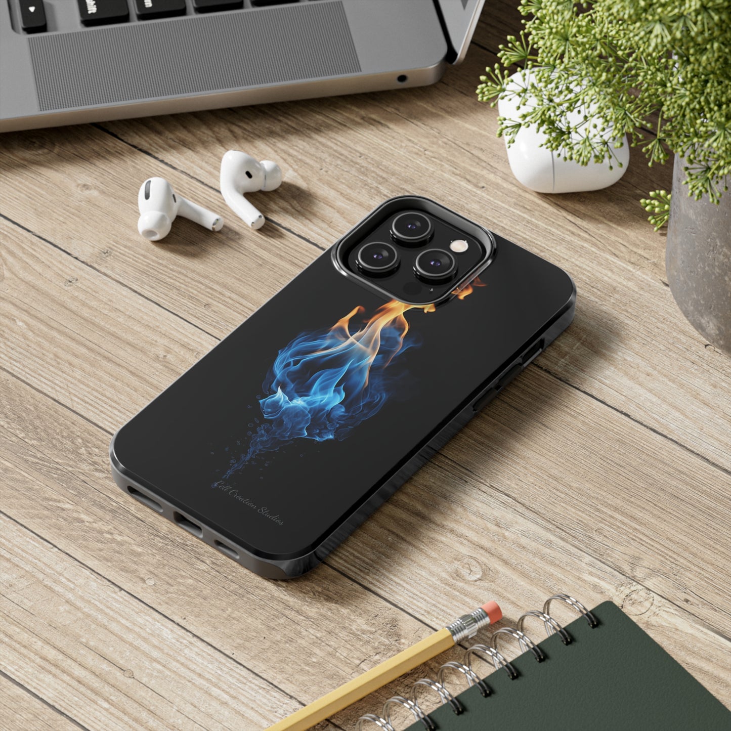 "Elegant Blue and Orange Flame" Phone Case: Ignite Your Style -Tough Phone Cases