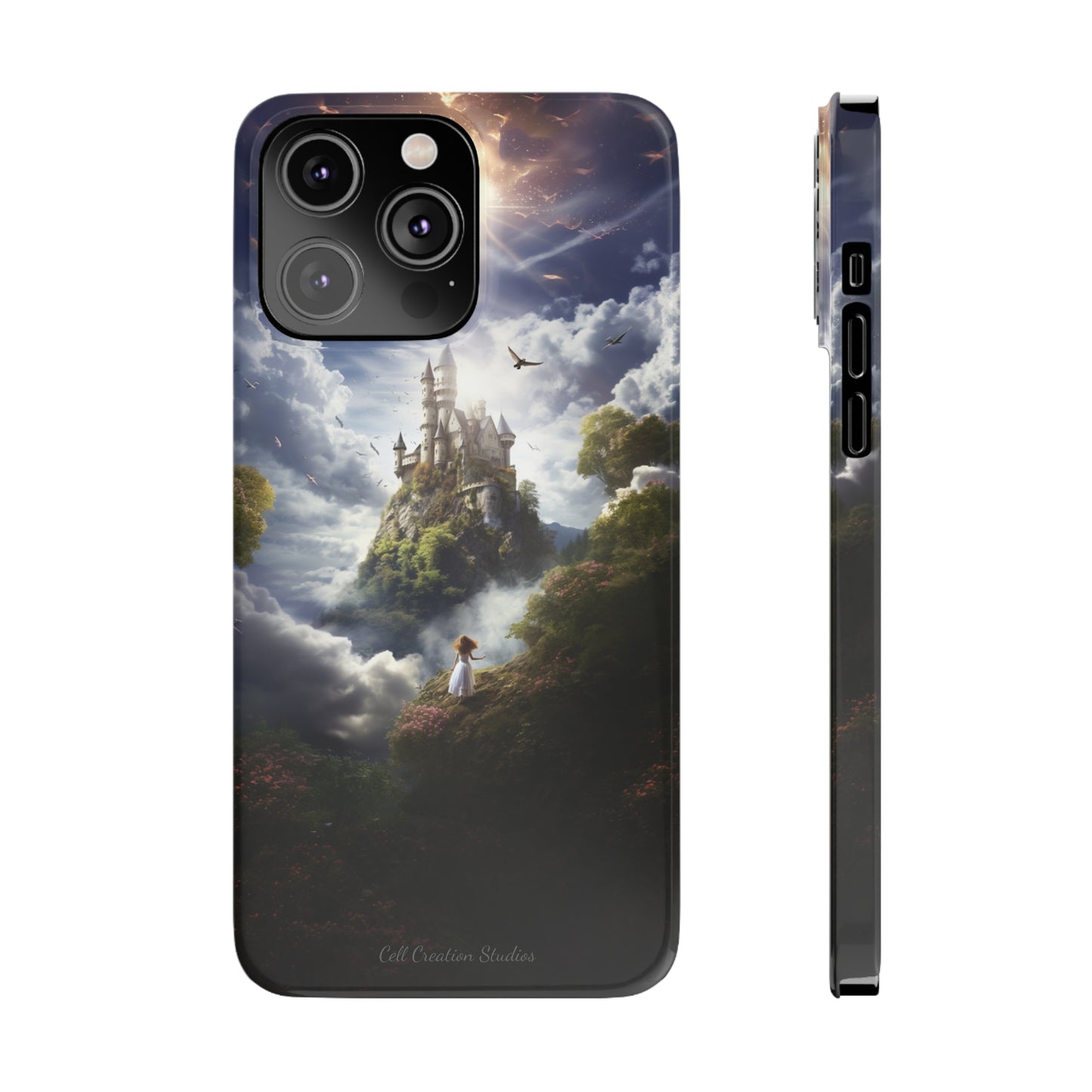 Introducing the "Enchanted Discovery" Cell Phone Case – Embark on a Journey of Magic with a Girl and a Magical Castle! -Slim Phone Cases