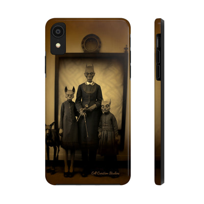 Introducing the "Vintage Odd Creatures" Cell Phone Case – Step into the Eerie Charm of a Haunting Family Portrait -Tough Phone Cases