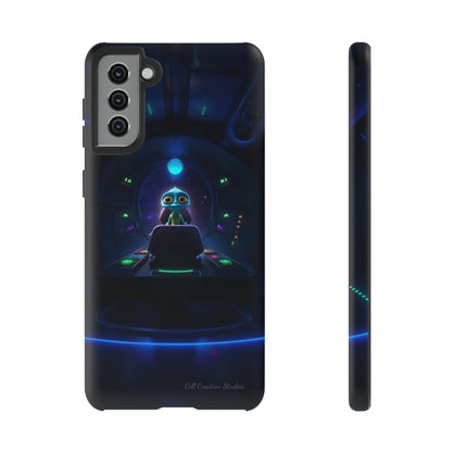 The "Galactic Buddy" Blue Alien Spaceship Phone Case -Tough Cases