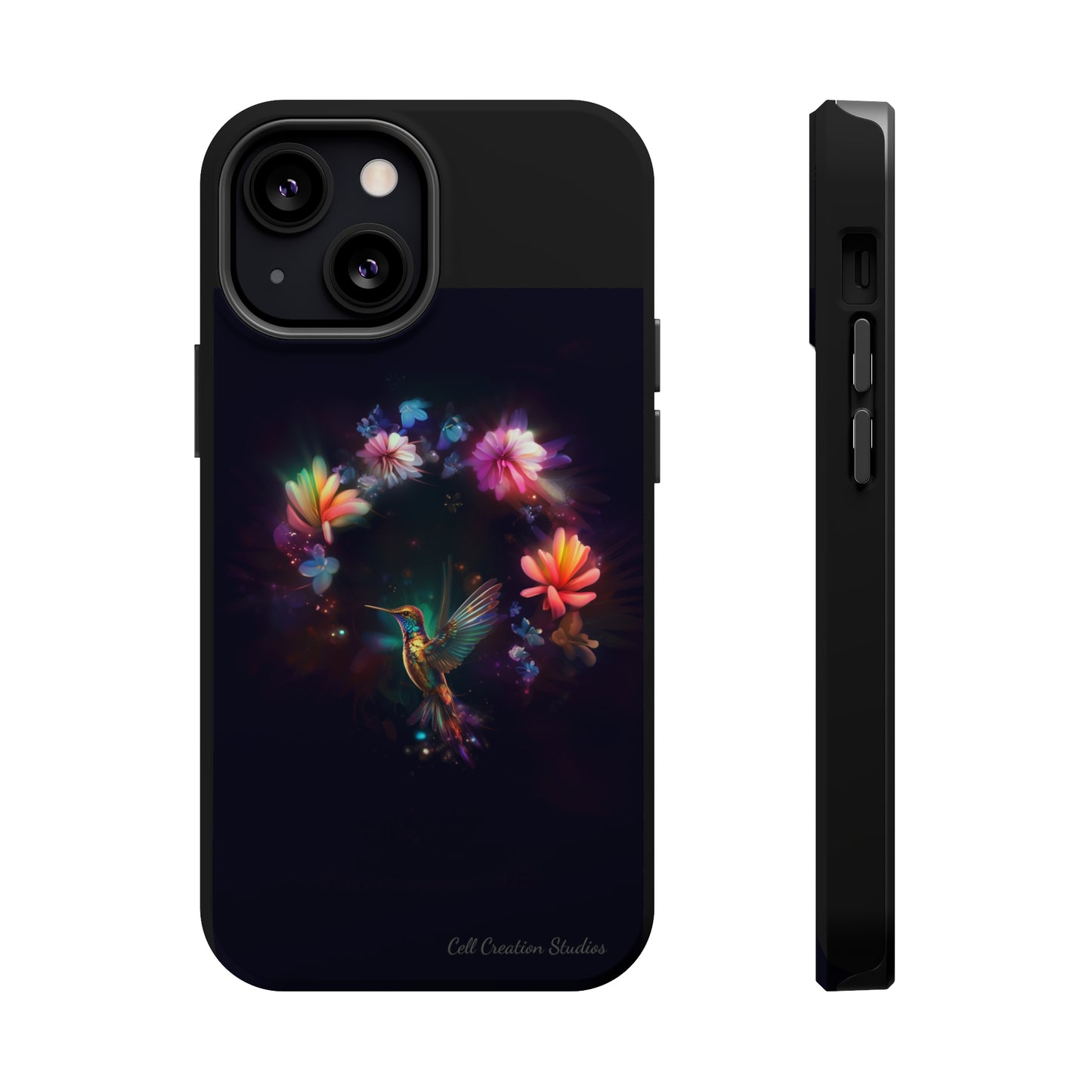 Introducing the "Floral Harmony Hummingbird" Cell Phone Case – Where Elegance Meets Nature -MagSafe Tough Cases