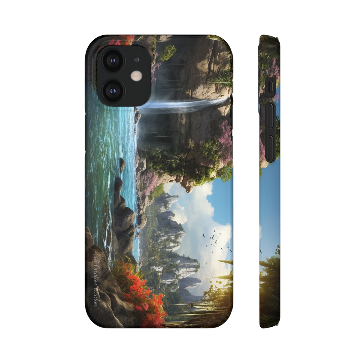 Introducing the "Nature's Cascade" Cell Phone Case – Capture Majestic Beauty with Rock Cliffs and Waterfall! -Snap Cases