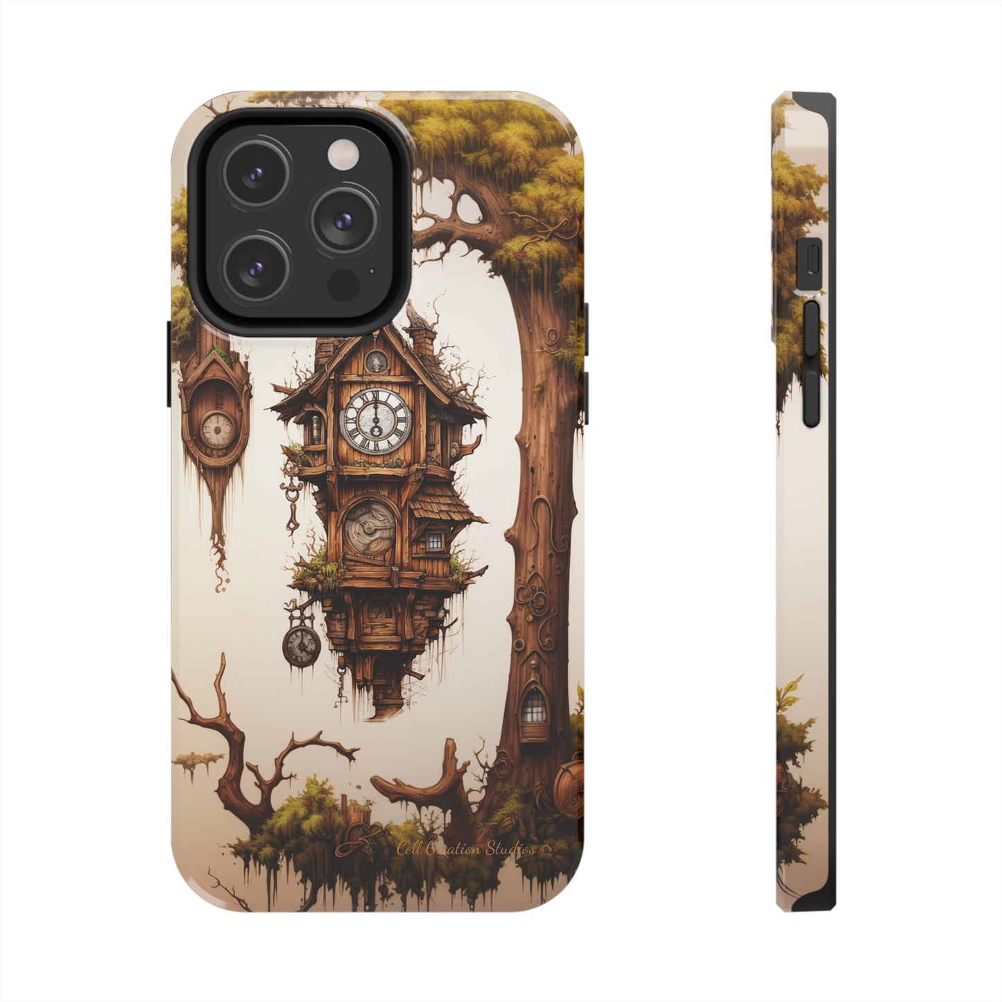 Introducing the "Mystical Wooden Clock" Cell Phone Case – Embrace Enchantment and Timeless Beauty -Tough Phone Cases