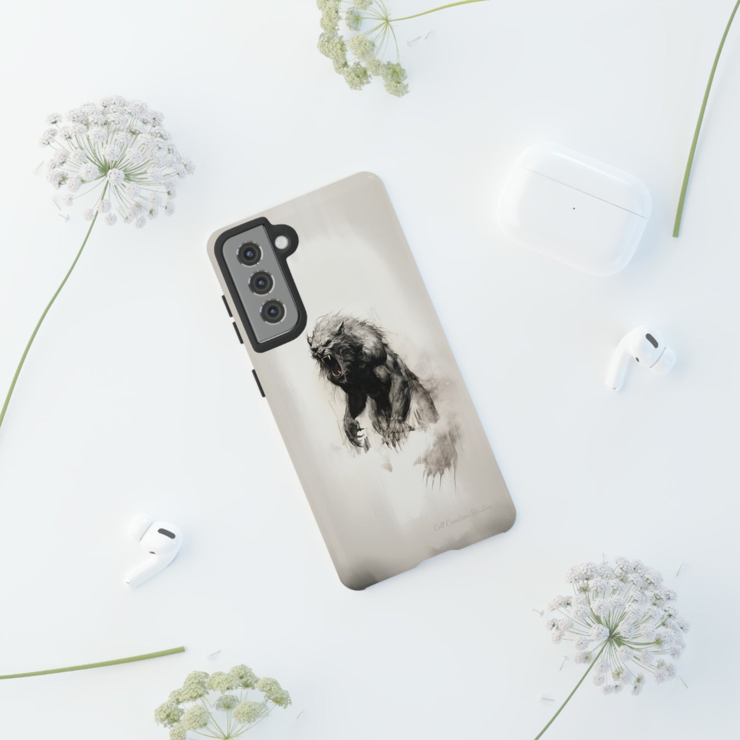 "Moonlit Shadow" Werewolf Sketch Cell Phone Case -Tough Cases