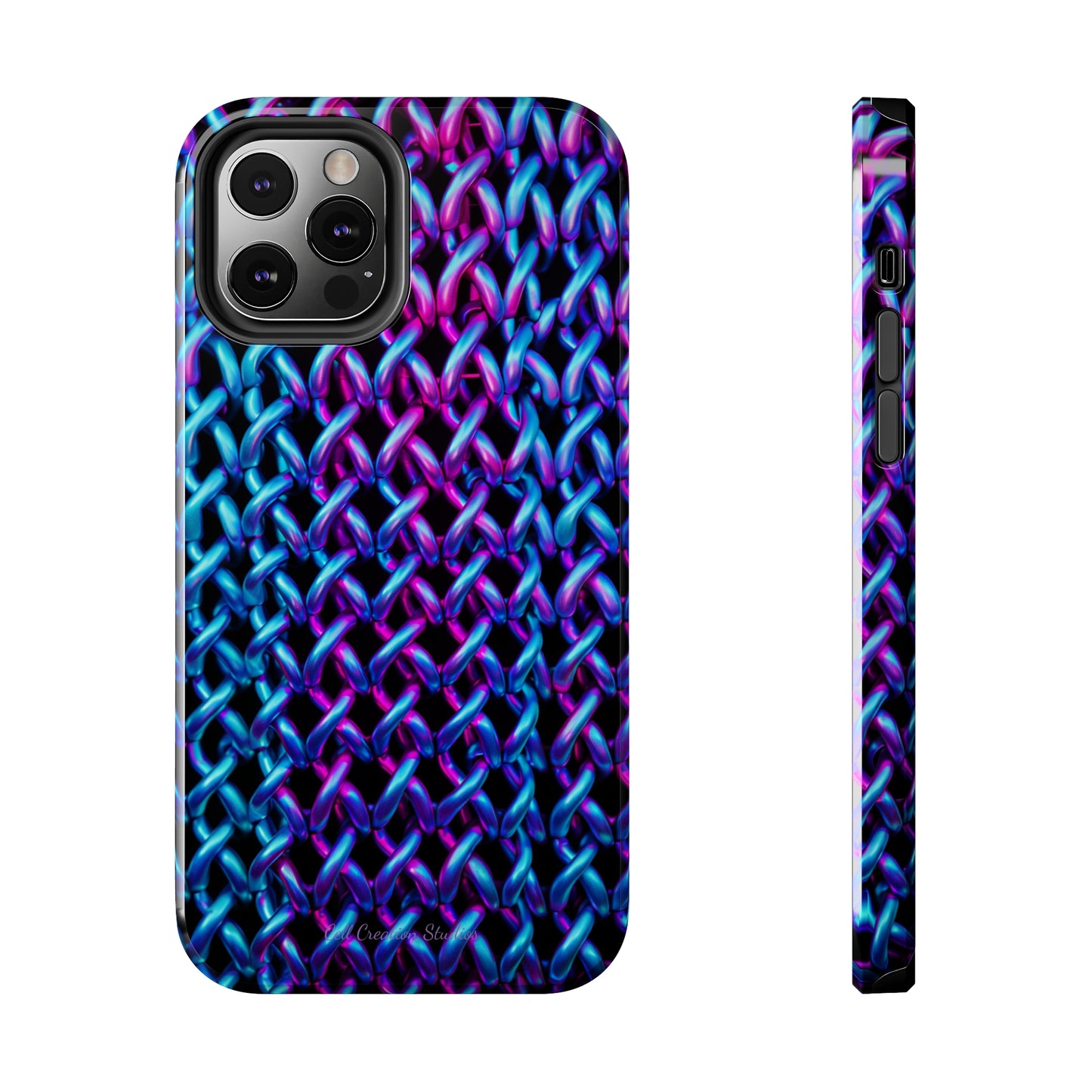 Introducing the "Neon Chainlink Glow" Cell Phone Case – Illuminate Your Style with Vibrant Chain Pattern Design -Tough Phone Cases