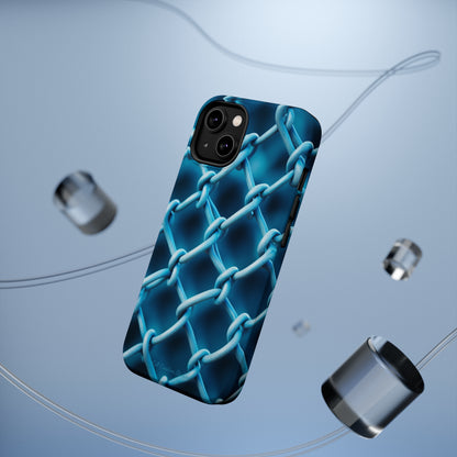 Introducing the "Elegant Chainlink" Cell Phone Case – Embrace Contemporary Style with Blue Chain Link Design -MagSafe Tough Cases