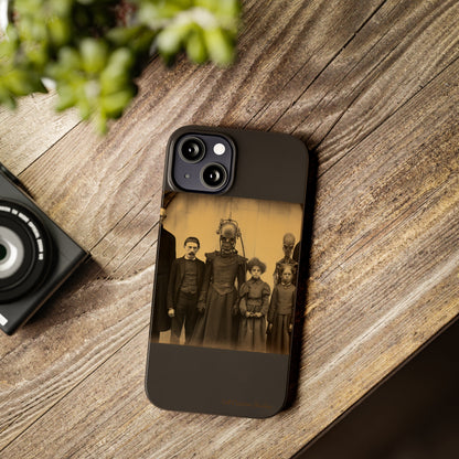 Introducing the "Vintage Odd Creatures" Cell Phone Case – Step into the Eerie Charm of a Haunting Family Portrait -Slim Phone Cases