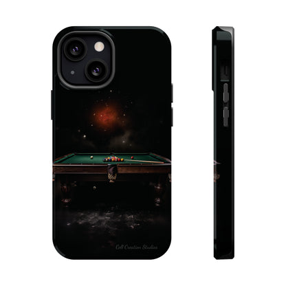 "Rack 'Em Up in Style: Pool Table-Themed Phone Case with Space Background" -MagSafe Tough Cases