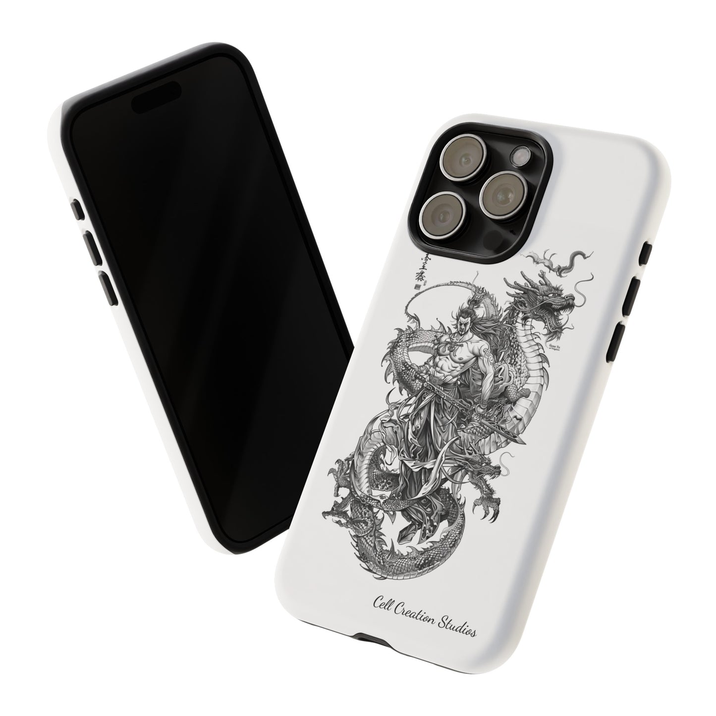 "Samurai and Dragon Sketch" -Tough iPhone Cases