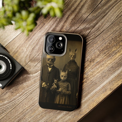 Introducing the "Vintage Odd Creatures" Cell Phone Case – Step into the Eerie Charm of a Haunting Family Portrait -Tough Phone Cases