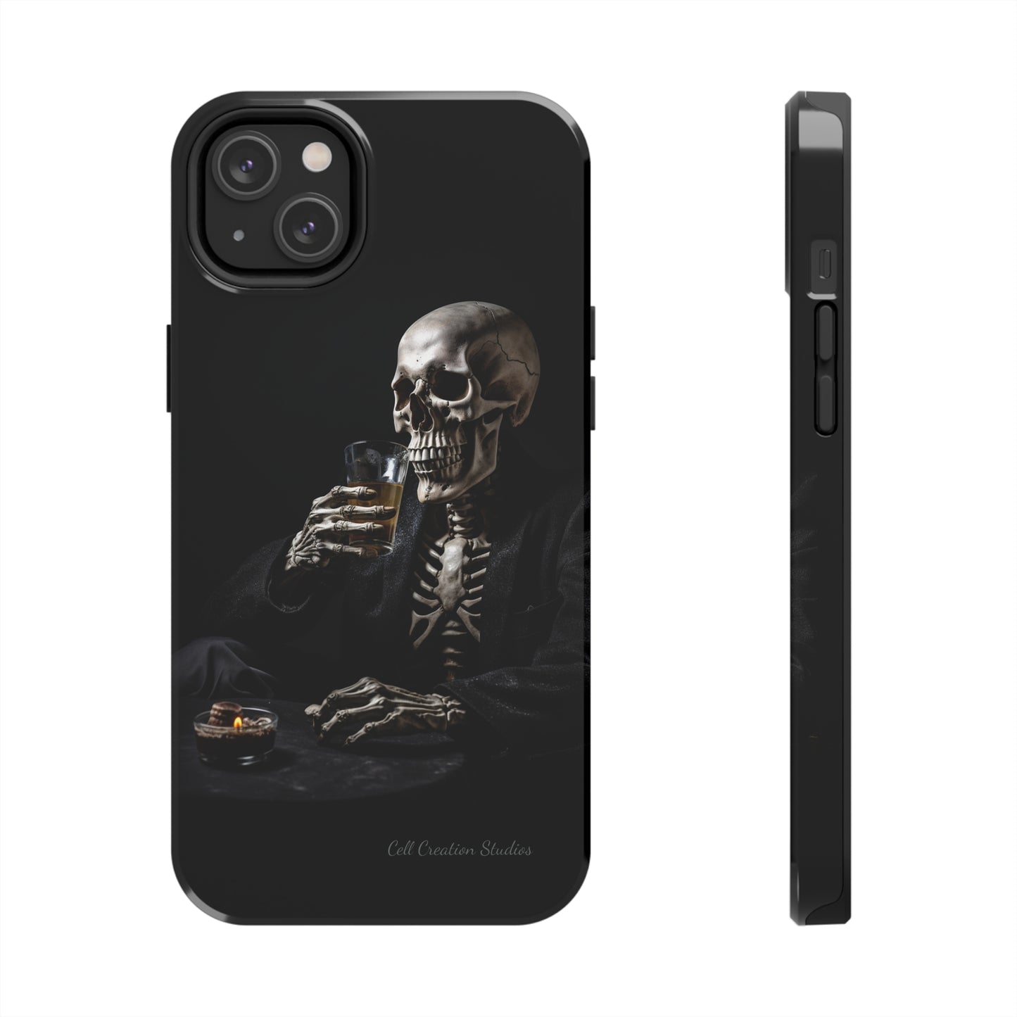 "Embrace the Dark Side with Our Skeleton Drinking Phone Case" -Tough Phone Cases