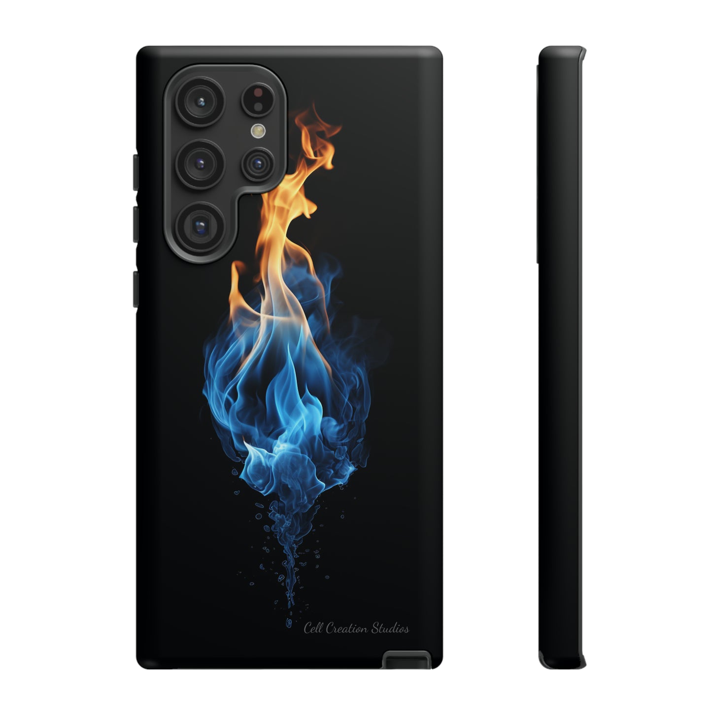 "Elegant Blue and Orange Flame" Phone Case: Ignite Your Style -Tough Cases