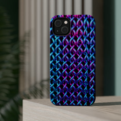 Introducing the "Neon Chainlink Glow" Cell Phone Case – Illuminate Your Style with Vibrant Chain Pattern Design -MagSafe Tough Cases