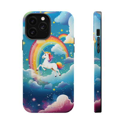 Introducing the "Rainbow Soar" Cell Phone Case – Embark on a Whimsical Journey with a Flying Unicorn -MagSafe Tough Cases