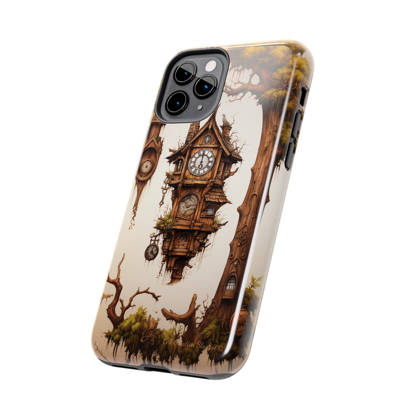 Introducing the "Mystical Wooden Clock" Cell Phone Case – Embrace Enchantment and Timeless Beauty -Tough Phone Cases