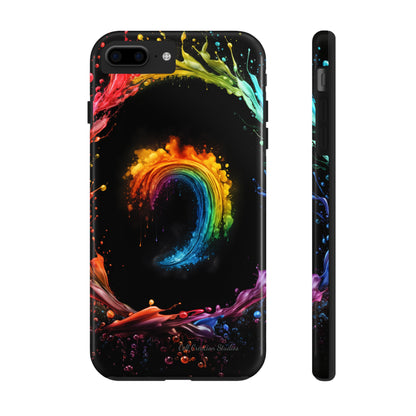 "Vibrant Swirls Painted on Black" Cell Phone Case -Tough Phone Cases