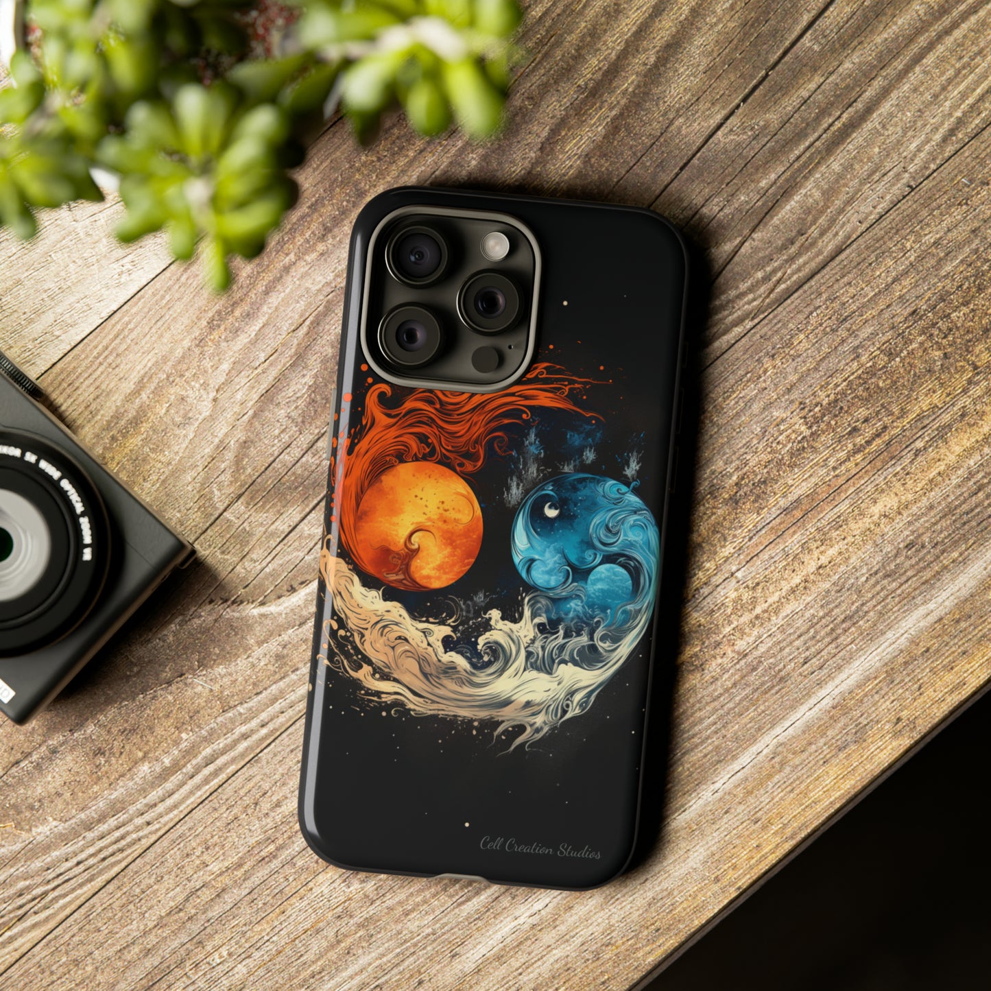 "Harmony in Contrast: Orange and Blue Yin and Yang" Phone Case -Tough Cases