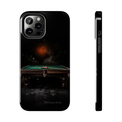 "Rack 'Em Up in Style: Pool Table-Themed Phone Case with Space Background" -Tough Phone Cases