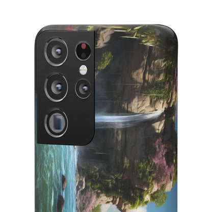 Introducing the "Nature's Cascade" Cell Phone Case – Capture Majestic Beauty with Rock Cliffs and Waterfall! -Snap Cases