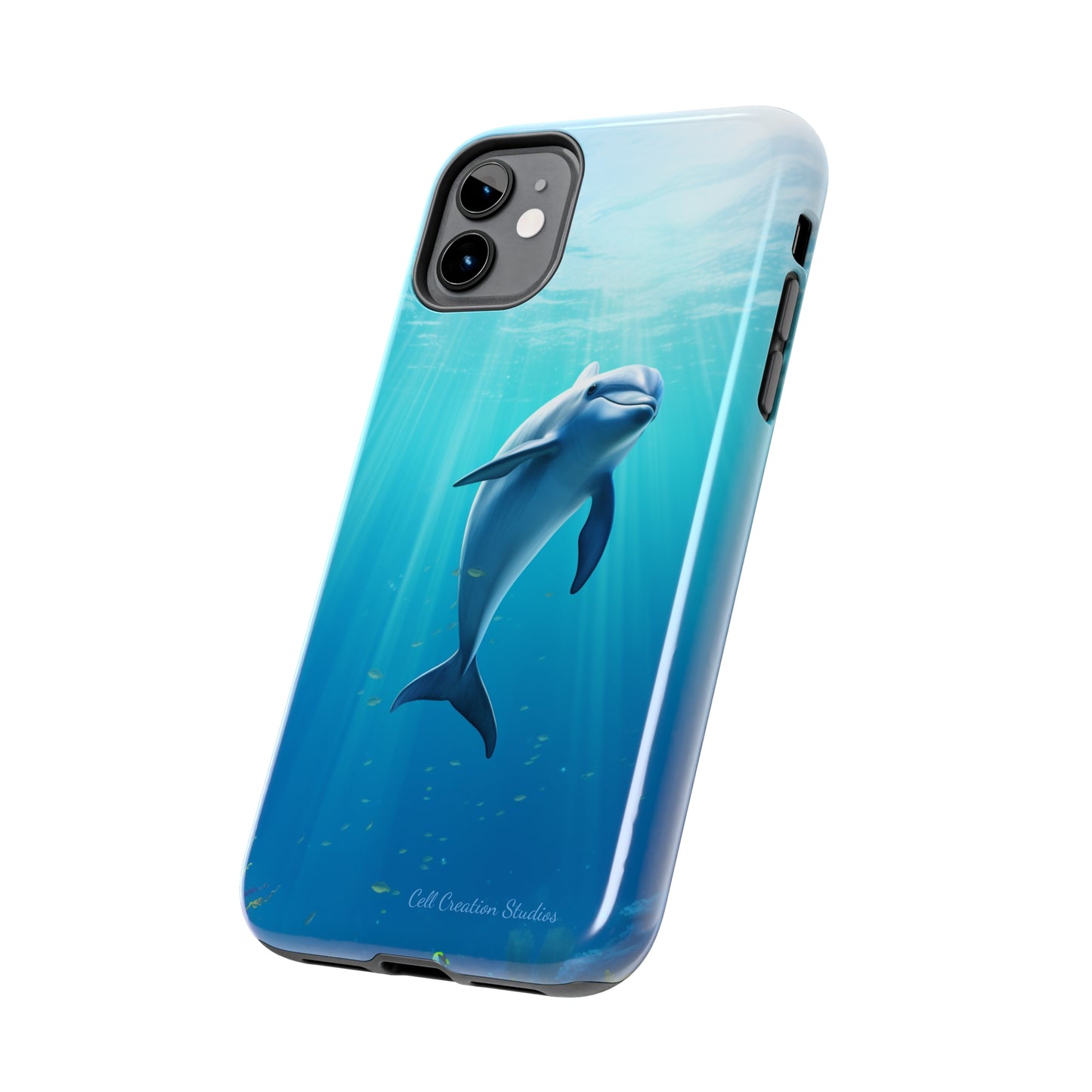 Introducing the "Dolphin Serenity" Cell Phone Case – Dive into Tranquility with a Graceful Dolphin -Tough Phone Cases