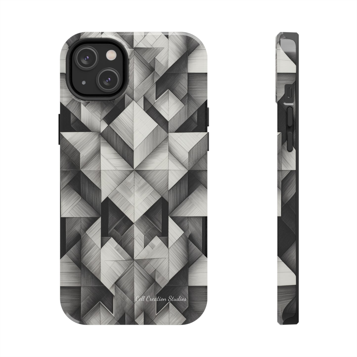 The "Black and White Geometric Pattern" Cell Phone Case- Elevate Your Phone's Style-Tough Phone Cases