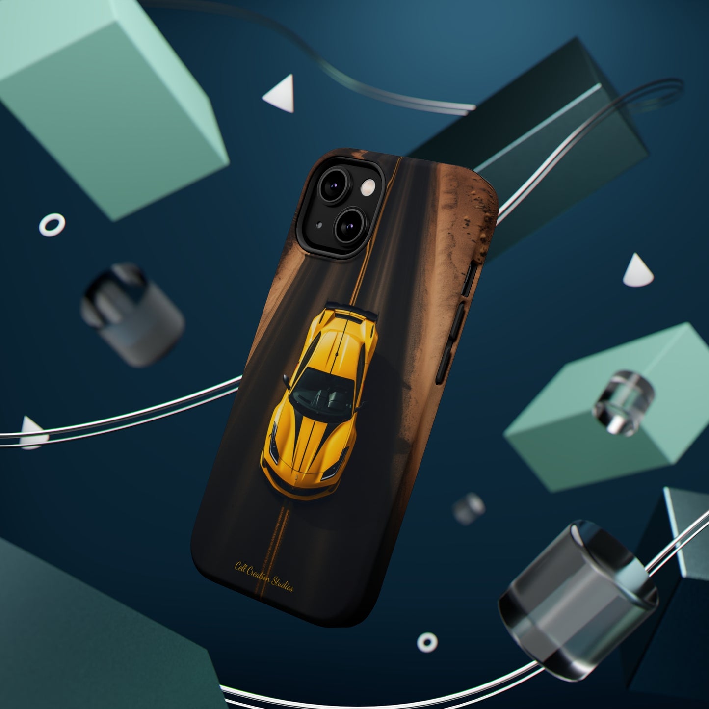 Introducing the "Desert Speedster" Cell Phone Case – Feel the Thrill of a Ferrari Racing through the Desert! -MagSafe Tough Cases