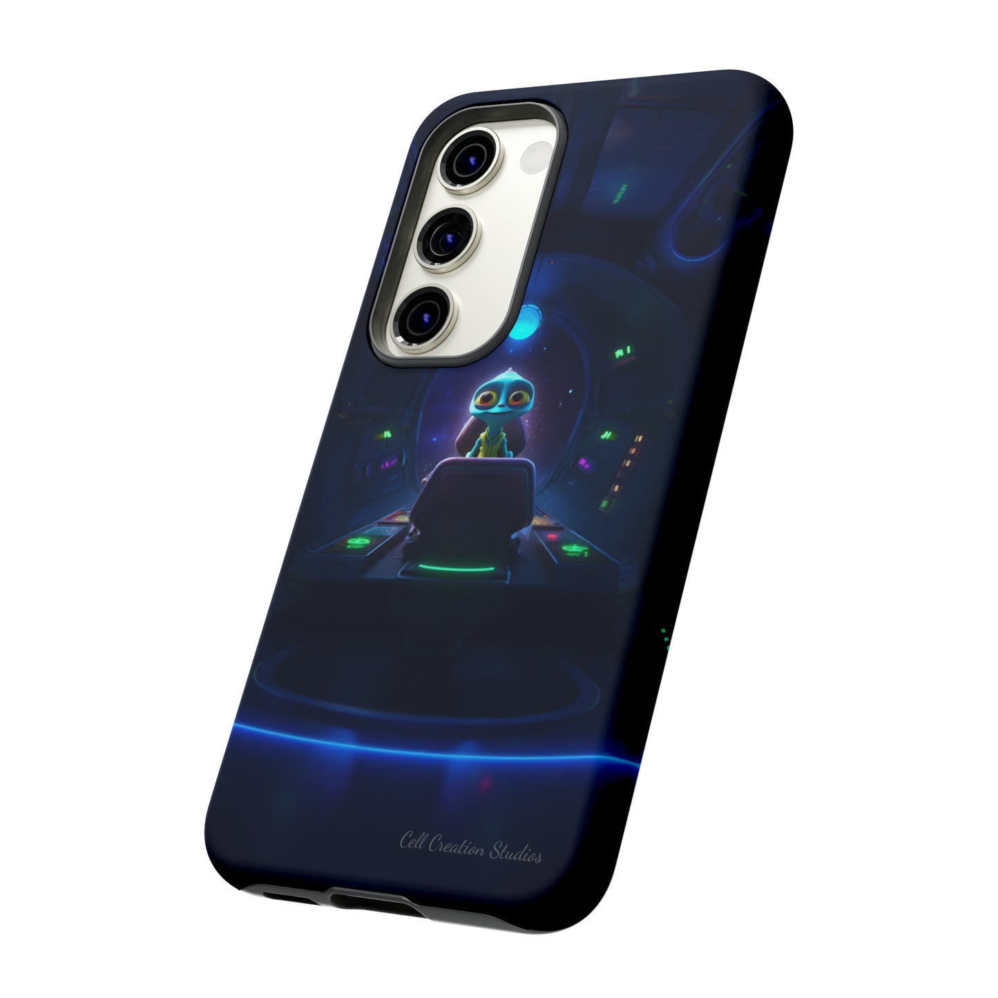 The "Galactic Buddy" Blue Alien Spaceship Phone Case -Tough Cases