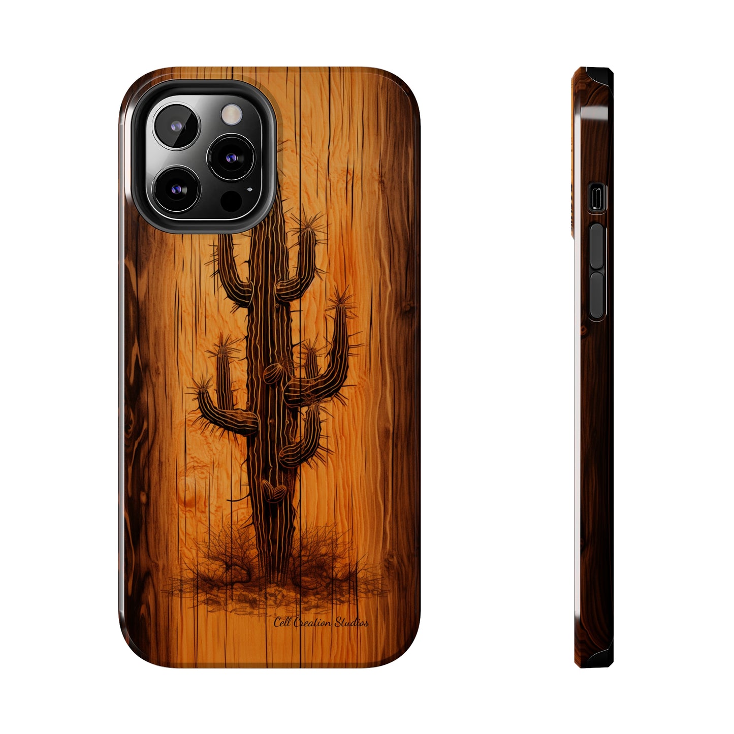 "Cactus Burnt Wood" Phone Case -Tough Phone Cases