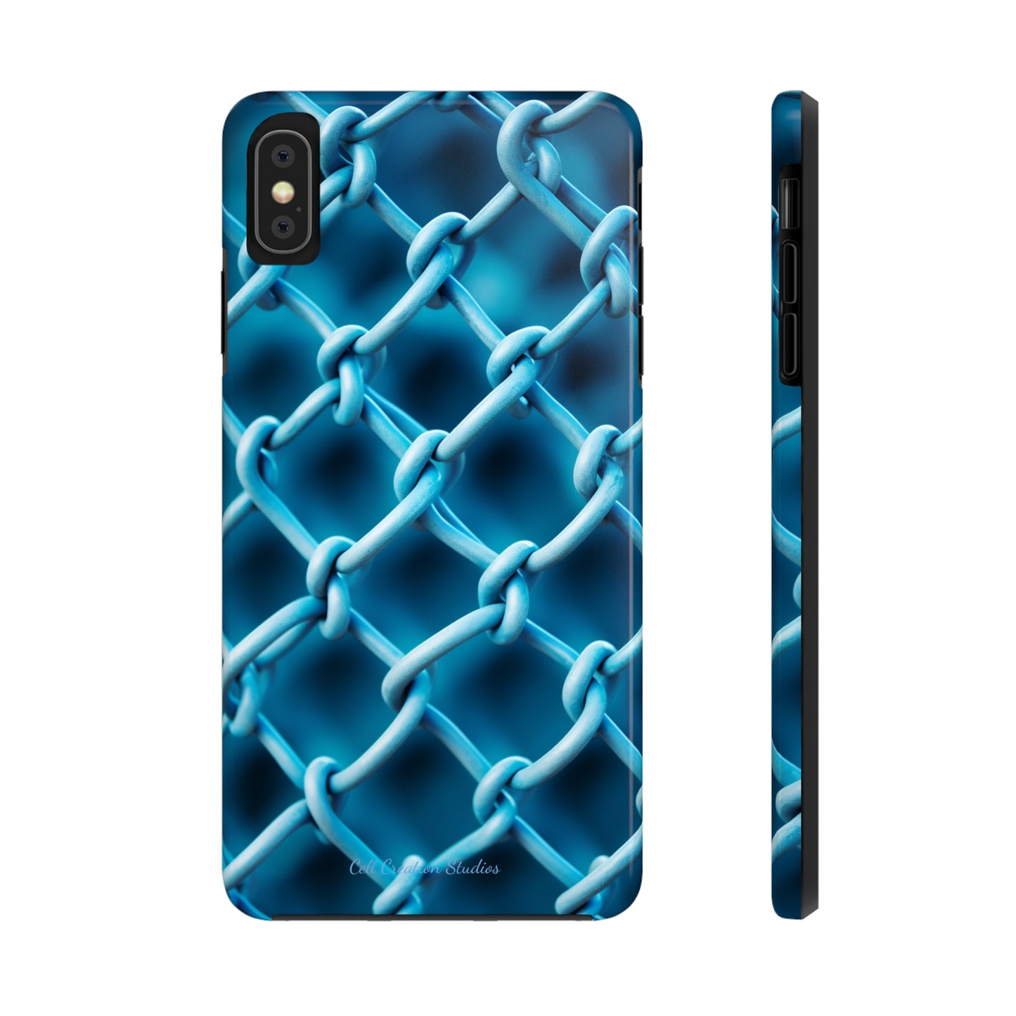 Introducing the "Elegant Chainlink" Cell Phone Case – Embrace Contemporary Style with Blue Chain Link Design -Tough Phone Cases