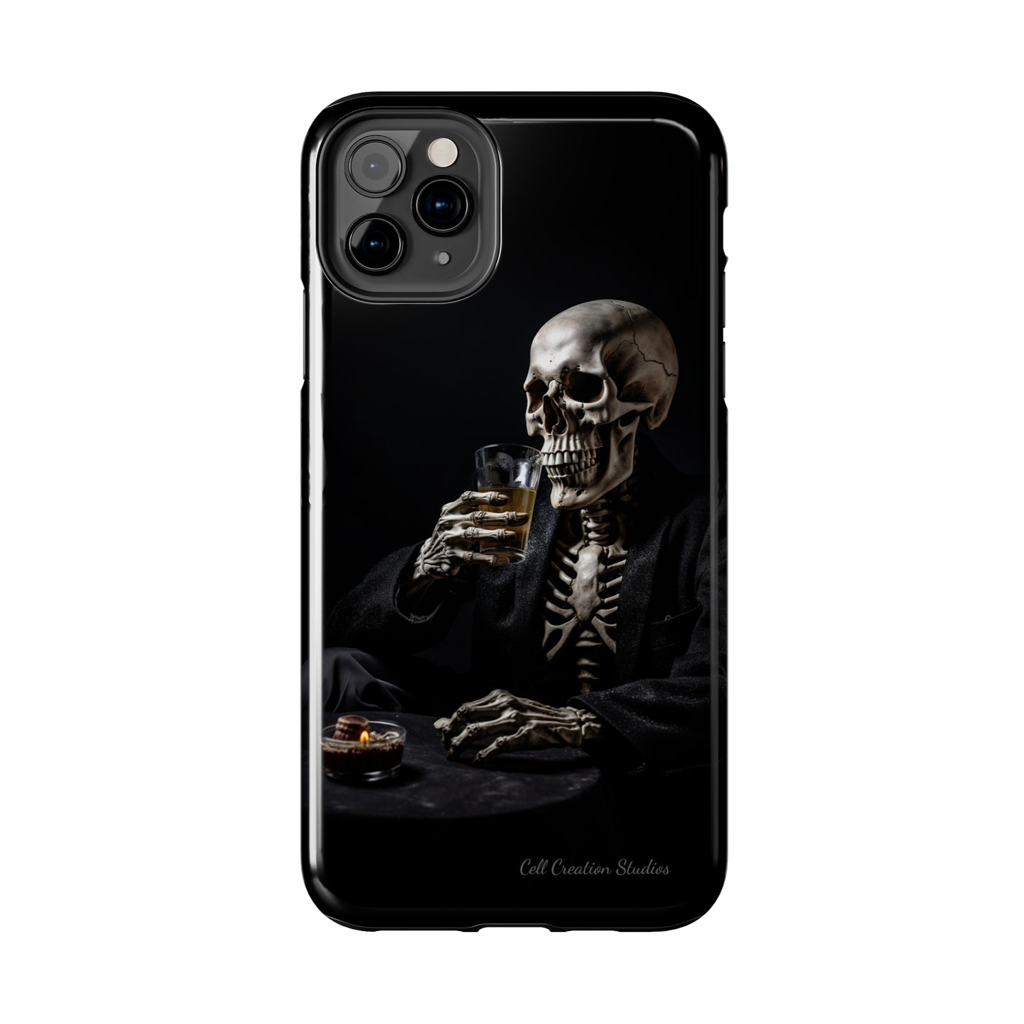 "Embrace the Dark Side with Our Skeleton Drinking Phone Case" -Tough Phone Cases