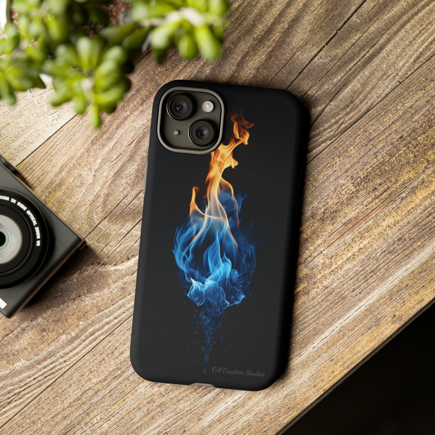 "Elegant Blue and Orange Flame" Phone Case: Ignite Your Style -Tough Cases