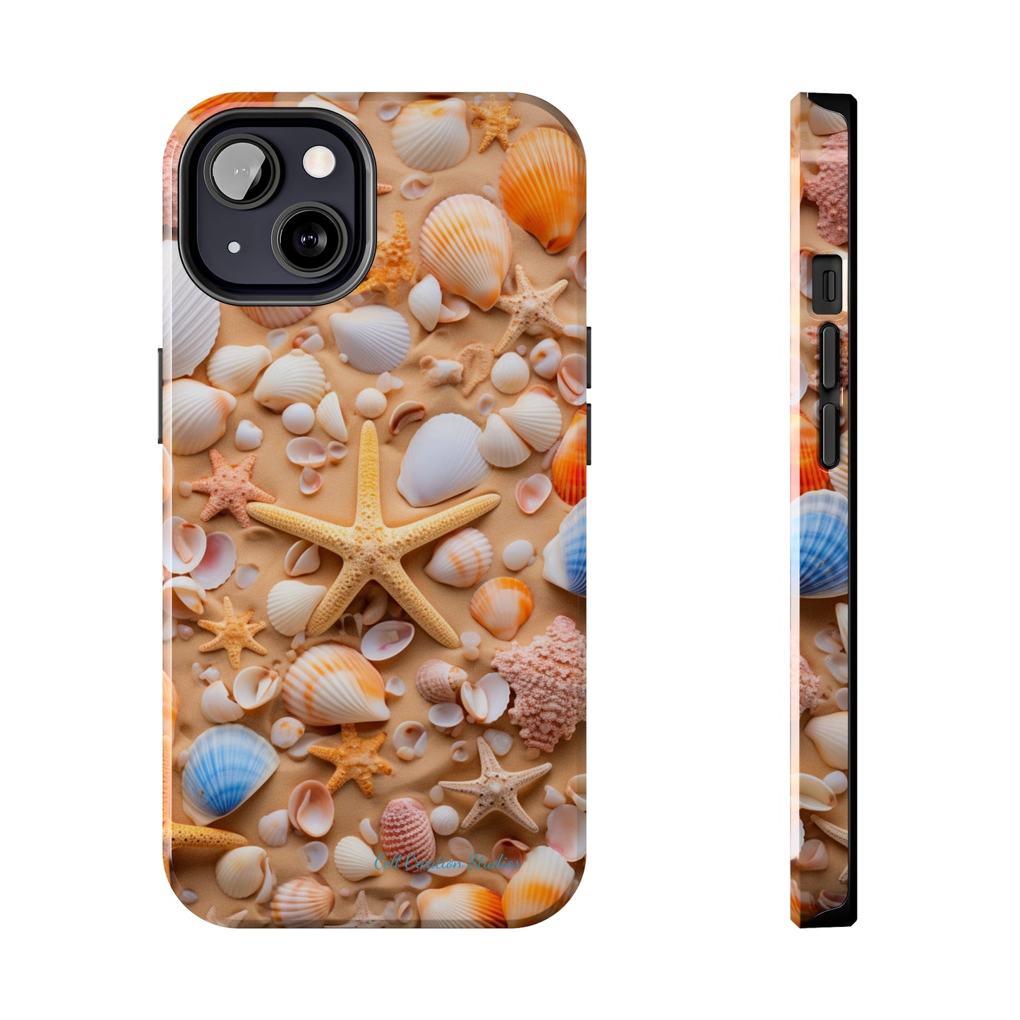 "Seaside Serenity Phone Case: Starfish and Seashells" -Tough Phone Cases